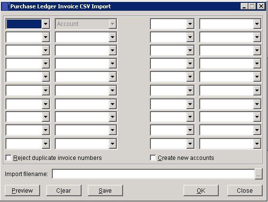 Purchase Ledger - Import Transactions