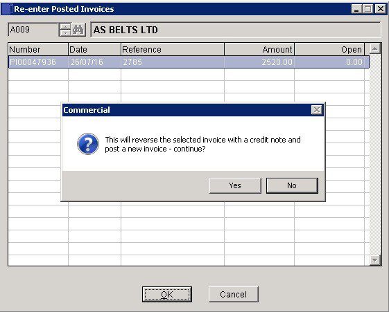 Purchase Ledger - Re-enter Posted Invoice