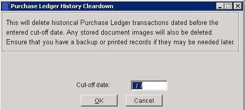 Purchase Ledger - Cleardown History