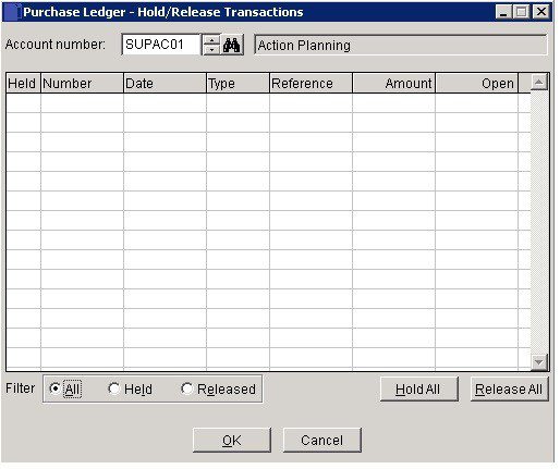 Purchase Ledger - Hold Or Release Invoices For Payment