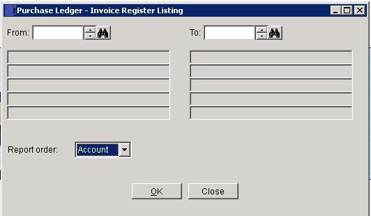 Purchase Ledger - Register Invoices And Credits Report