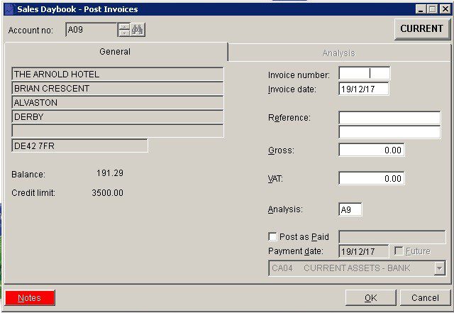 Sales Ledger - Post Invoices