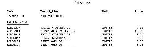 Stock - Price List