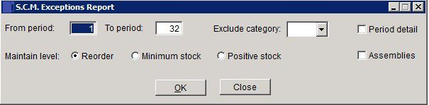 SCM - Exceptions Report