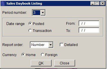 Sales Ledger - Daybook Report