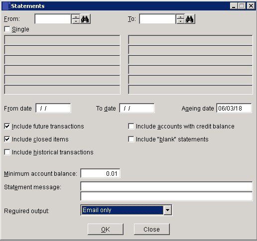 Sales Ledger - Print Customer Statements