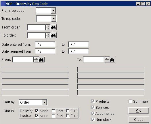 SOP - Orders by Rep Code