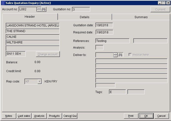 SOP - Active Quotation (Current or Completed) Enquiry And Action