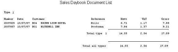 Sales Ledger - List Sales Documents