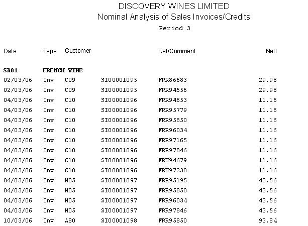 Sales Ledger - Nominal Analysis