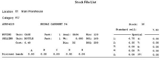 Stock - Stock File List