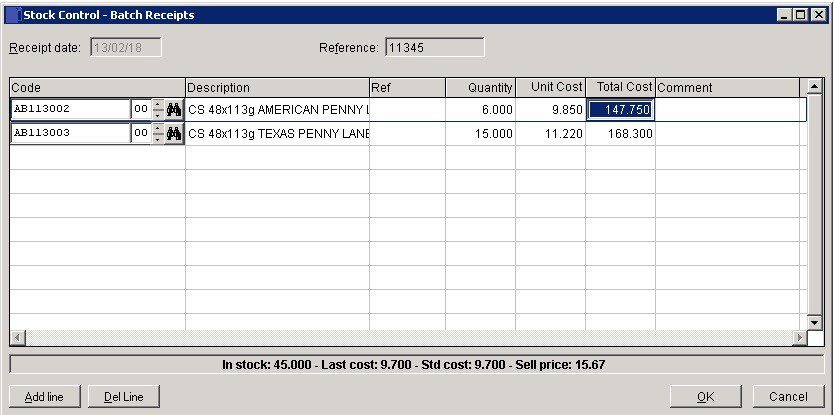 Stock - Receipts And Batch Receipts