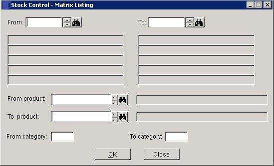 Stock - Price Matrix Listing