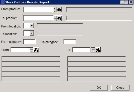 Stock - Re-Order Report (Stock Below Minimum Levels)