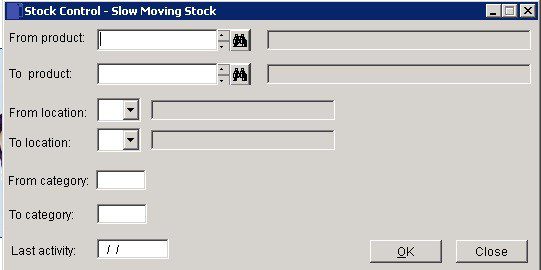 Stock - Slow Moving/Obsolete Report