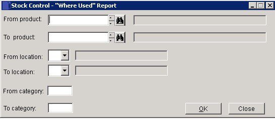 Stock - Where Used Report