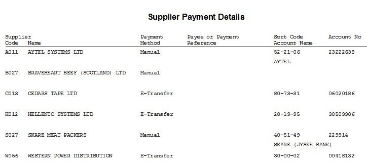 Purchase Ledger - Payment Details Report