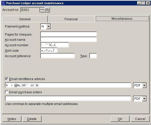 Purchase Ledger - Create And Edit Supplier Accounts