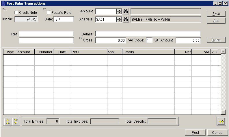 Sales Ledger - Batch Post Invoices And Credit Notes