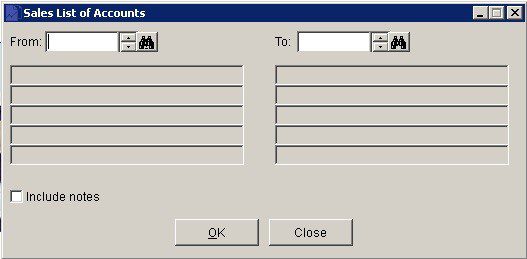 Sales Ledger - Customer List