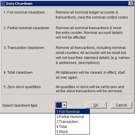 File Menu - Cleardown Company Data