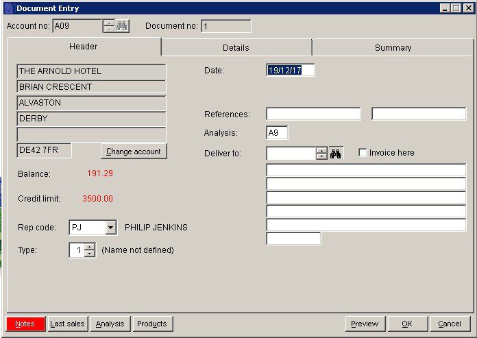 Sales Ledger - Create Sales Documents