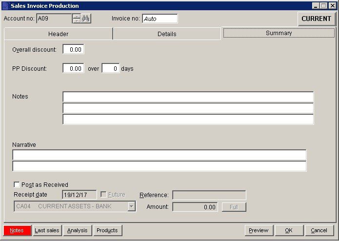 Sales Ledger - Produce Invoices