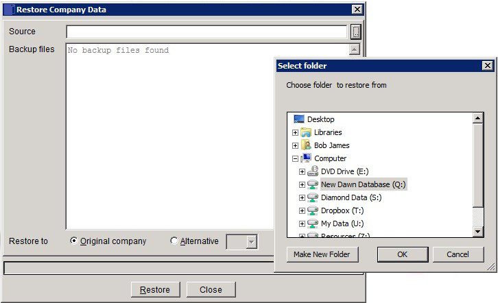 File Menu - Restore Company Data
