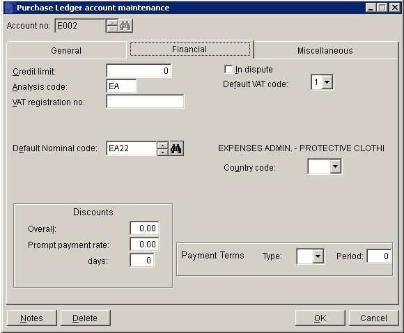 Purchase Ledger - Create And Edit Supplier Accounts