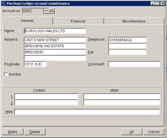 Purchase Ledger - Create And Edit Supplier Accounts