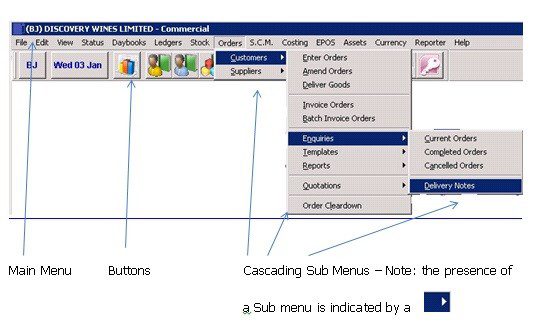 Using The Software - Menus