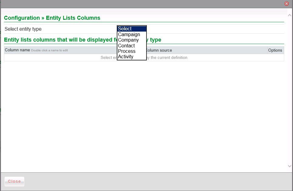 Config - Entity Lists Columns