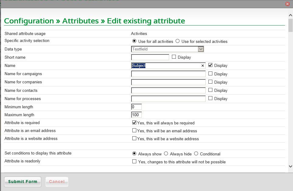 Config - Attributes And Tasks - Shared Attributes