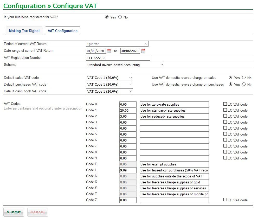 Configure VAT Schemes