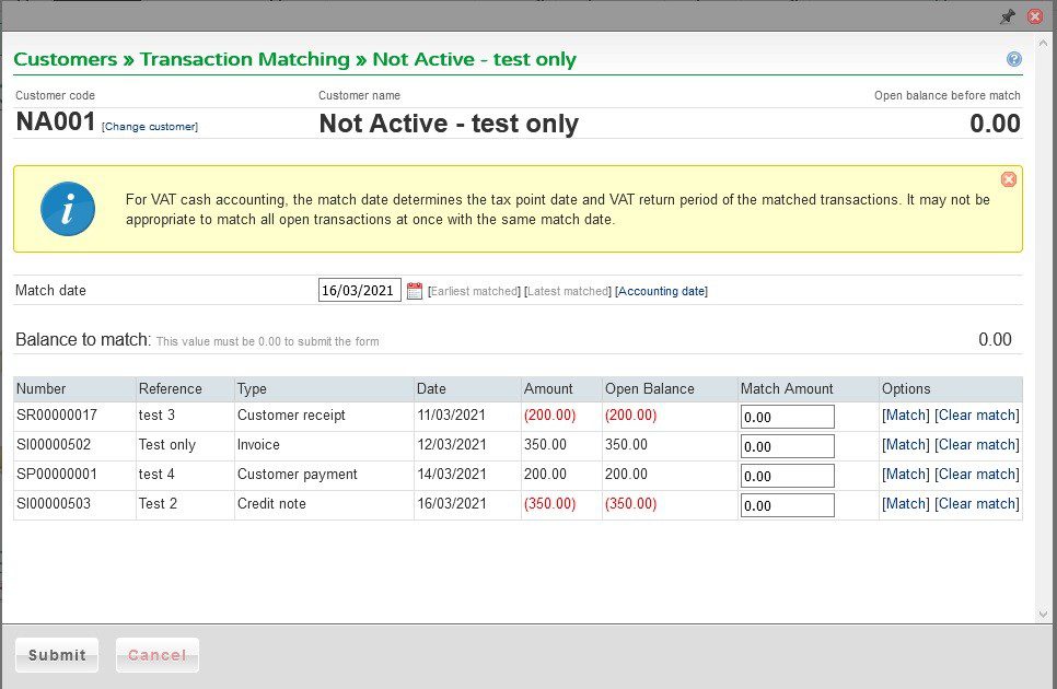 Sales Ledger Matching