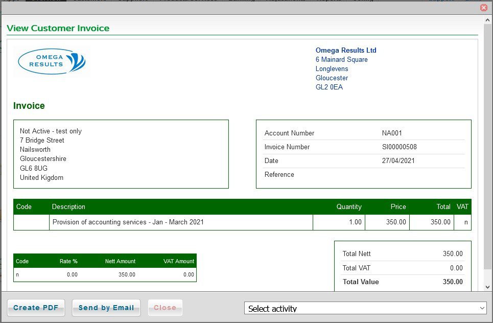 Produce Sales Invoice