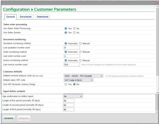 Set Customer Parameters