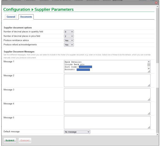 Set Supplier Parameters