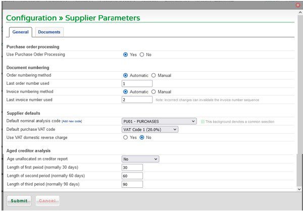 Set Supplier Parameters