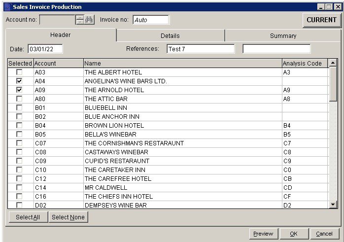 Sales Ledger - Produce Invoices